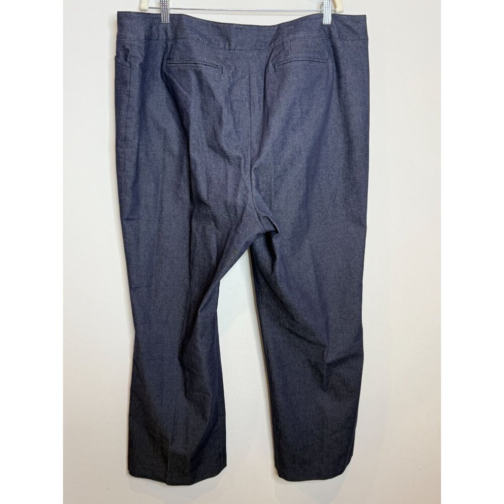 Lane Bryant Stretch Trousers 20 Plus Dark Wash Chambray Work Pants Career - Picture 2 of 11